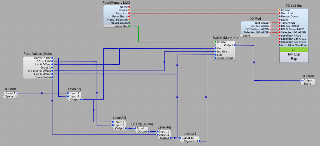 Linear to exponential conversion for an LFO.