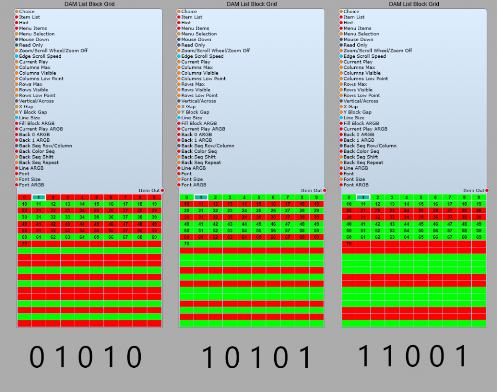 Colour sequences for rows/coluns