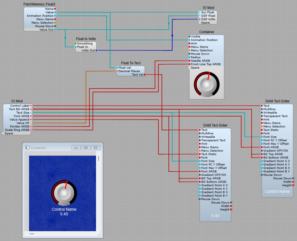 Simple V-Knob sub control with label and readout.