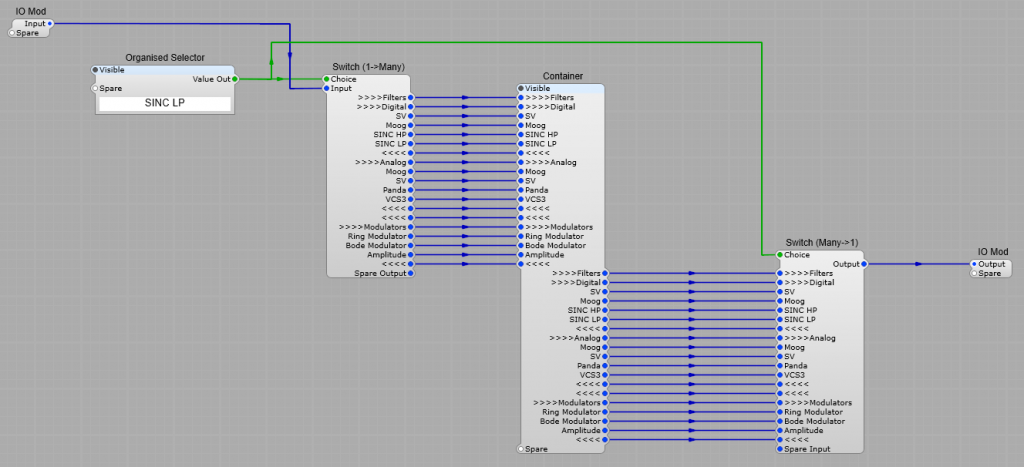 Sub Menu system for swapping or routing effects