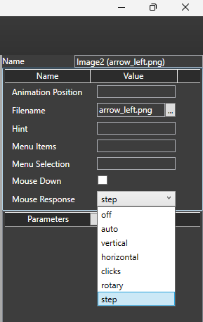 Properties panel for Image2