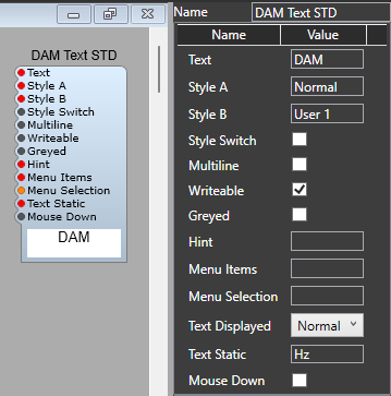 DAM Text enter std